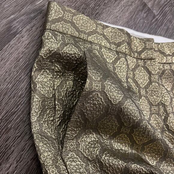 Stella McCartney Gold Metallic Jacquard Brocade Trousers Small High Rise Pants - Picture 10 of 16